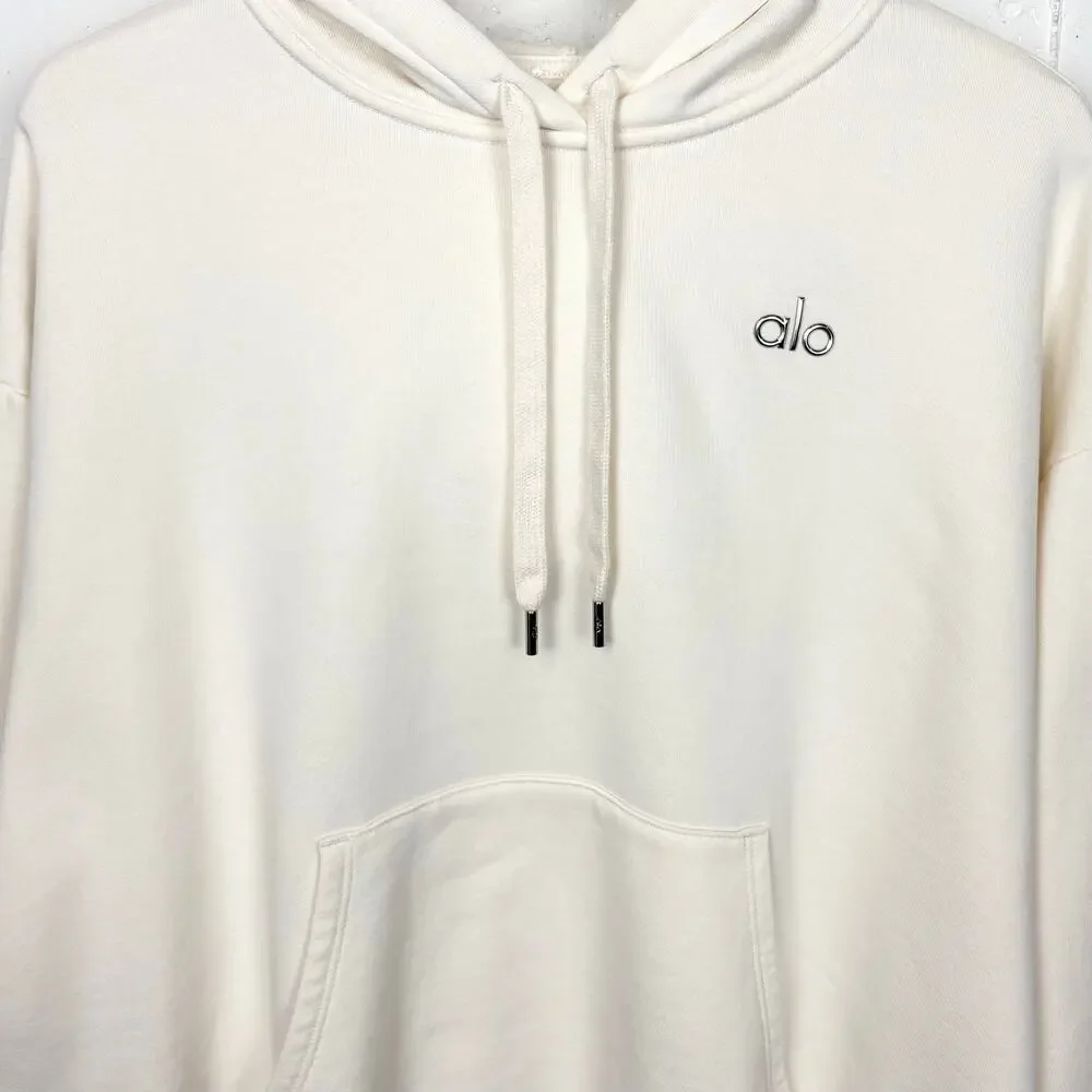 Alo Yoga Accolade Hoodie & Sweatpant Set Bone Ivory Drawstring Size Medium